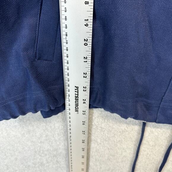 Chico's Short Linen Utility Jacket Womens Size 3 Navy Blue Snap Front 3/4 Sleeve - Picture 11 of 14